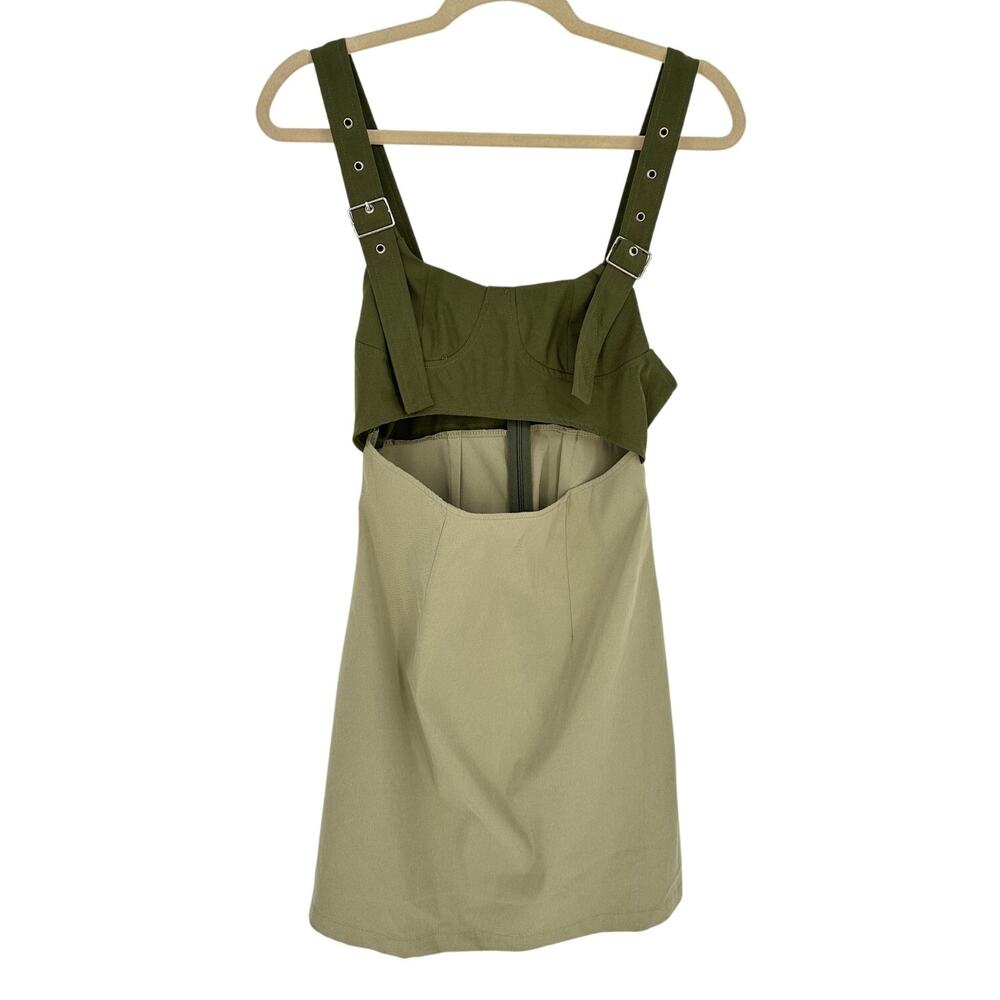 Cider Green Cutout Mini Dress NWT Olive Forestcore Goblincore Earthy Womens Sz S